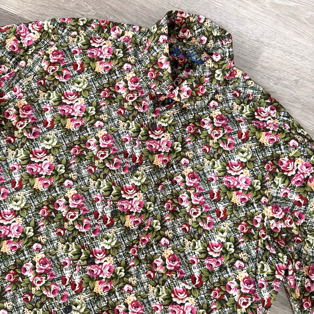 Alan Flusser All Over Print‎ Floral Long Sleeve Button Up Shirt Men's XL